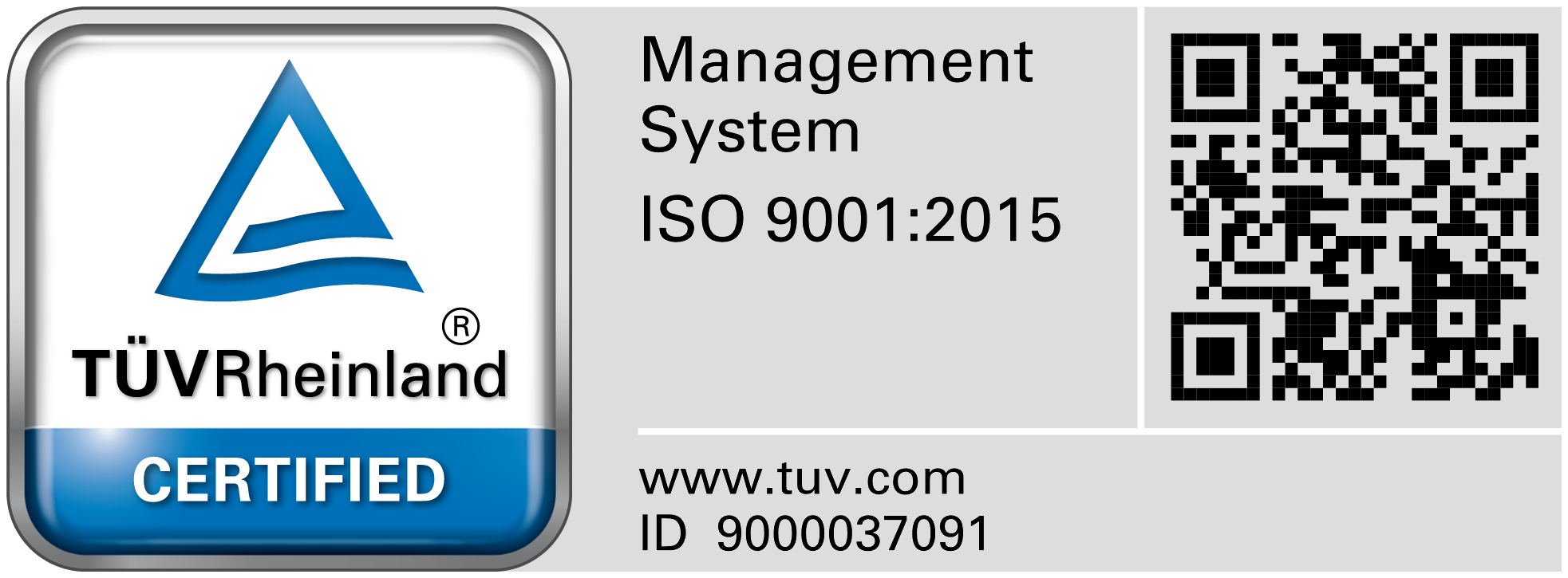TÜV Rheinland ISO 9001:2015 Certification